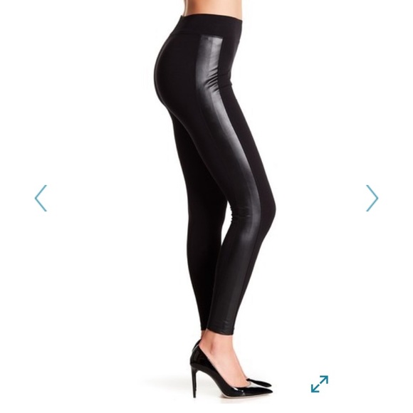 black pants with leather stripe on side